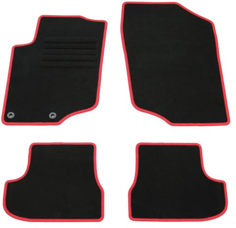 AD Tuning HG12372-ROT Fußmatten Set (4teilig) Schwarz Rot Autoteppiche Matten