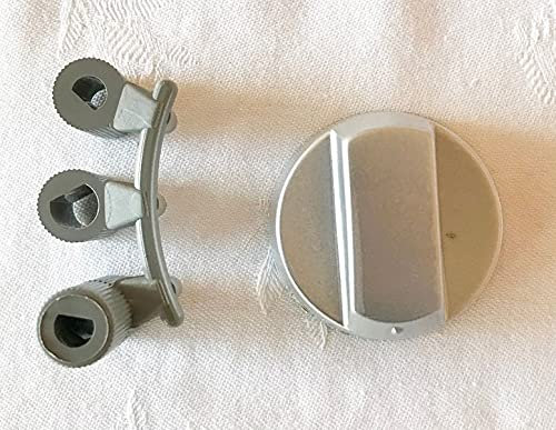 Chriluka Top Knebel Knauf Drehgriff 41,5 mm mit Adaptern Herd Backofen Universal für alle Marken (1, silber/chrom)