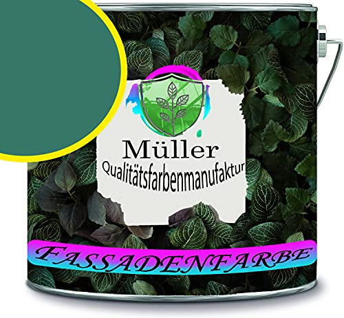 Fassadenfarbe mit Lotuseffekt hochwertige Silikonharzfarbe Sockelfarbe RAL 6000 Patinagrün // Müller Qualitätsfarbenmanufaktur