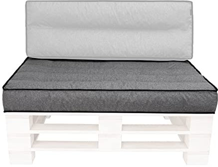 PillowPrim Materasso per pallet, cuscino esterno, cuscino da giardino, cuscino da combinare, imbottitura, cuscino per il tempo libero, cuscino decorativo, grafite