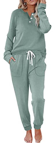 WIHOLL Lounge Sets for Women Joggers, Sweatsuits for Women Set 2 Piece Outfits Green M