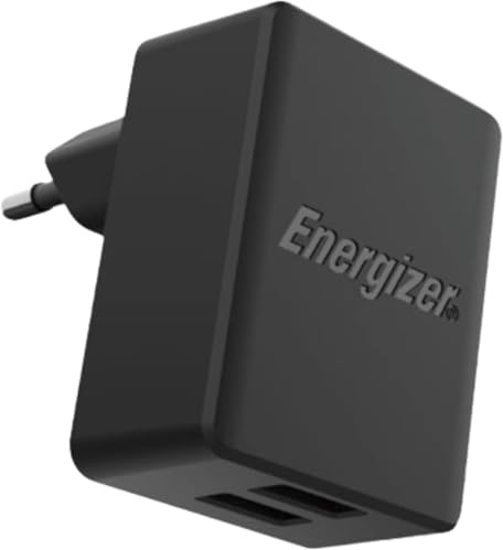 ENERGIZER - Dubbel USB-A väggladdare 12W/2.4A - utan kabel - EU-kontakt - 2 USB-portar - Kompakt design - svart