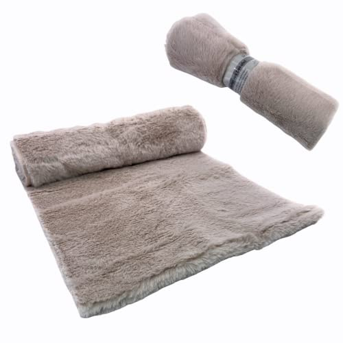 Felloptik Tischband 28 x 200 cm – Flauschiges Dekoband aus Kunstfell für vielseitige Deko-Ideen (Beige)