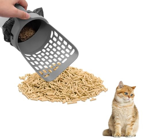 Cyrank Cyrak Staccabile Cacca Gatto Scooper, Pp Integrato per Gatto A Prova di Gatto Paesotto Scoop con Contenitore E Sacchetti di Ricambio