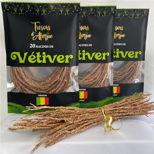 Khamaré - Racine de Vetiver - Gongoli - 20 Unités - Grande Tiges 30 à 40 cm - Origine Mali - Trésors d'Afrique