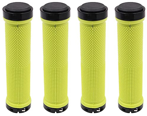 ANCLLO 2 Paires de poignées de vélo Droites, Double Verrouillage sur Le Guidon de vélo de Montagne poignées en Caoutchouc antidérapantes pour Cyclisme VTT vélo de Route VTT BMX vélo Pliable - Jaune