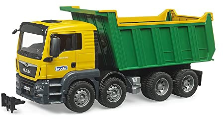 bruder 03766 - MAN TGS autocarro ribaltabile | Camion con cassone ribaltabile, veicolo da cantiere, giocattolo per bambini dai 3 anni in su, 1:16