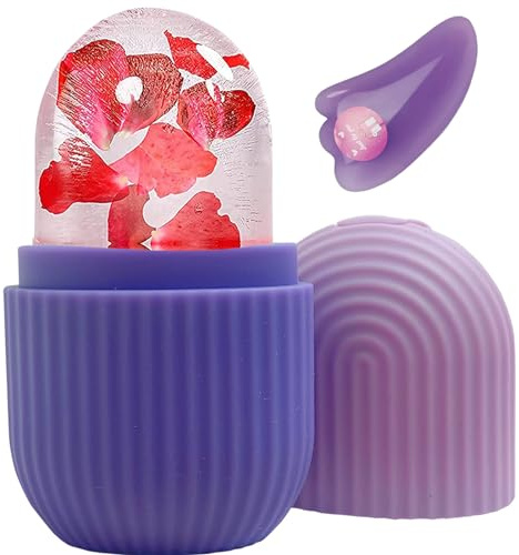 KEEPAQ Ice Roller, Ice Roller for Face and Eyes, Reusable Silicone Ice Face Roller and Gua Sha Massage Tool set to Relieve Puffiness, Refine Pores, Firming, Lifting, Hydration, Cooling and Pain Relief