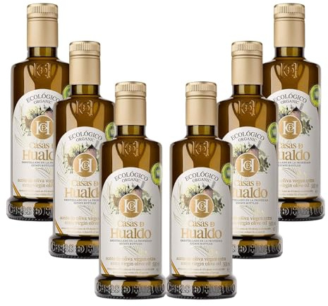 CASAS DE HUALDO Aceite de Oliva Virgen Extra Ecológico. Pack de 6 botellas de 500 ml