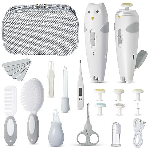 Lictin Baby Healthcare and Grooming Kit, 26 in 1 Rechargeable Baby Nail Trimmer Electric Set,Safe Baby Nail File with Auto Light, Newborn Nursery Health Care Kit, Portable Baby Safety Care Set