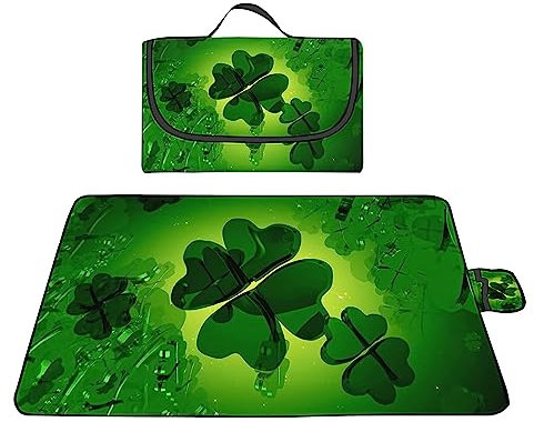 TengYuer Picknickdecke 180x200cm Stranddecke Wasserdicht Sandfrei Isoliert Faltbar Strandmatte mit Tragegriff Outdoor Campingdecke XXL für Camping Parks Strände Picknick GrüNes GlüCksgras
