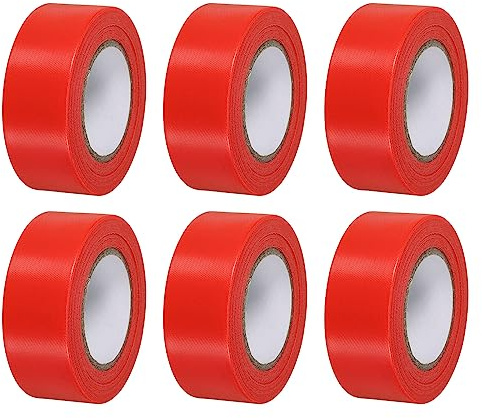 PATIKIL Nastro Segnaletico 2.5cm x 30m, PVC Non-adesivo Neon Marcatura Nastro Plastica per Albero Sondaggio Confini Esterni Sentiero 6pz, Rosso