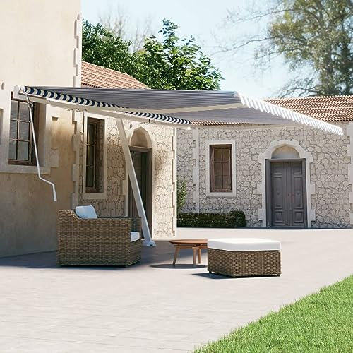 Higsose Tenda Da Sole 600x300cm Blu E Bianco,Alluminio Verniciato a Polvere,Vela Ombreggiante Rettangolare,Tende Da Sole a Caduta Per Esterno,Tenda Avvolgibile Esterno,Tenda Vela