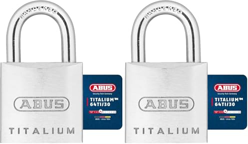 ABUS Vorhängeschloss Titalium 64TI/30 - Kellerschloss mit Schlosskörper aus Spezial-Aluminium - gehärteter Stahlbügel - ABUS-Sicherheitslevel 4 (Packung mit 2)