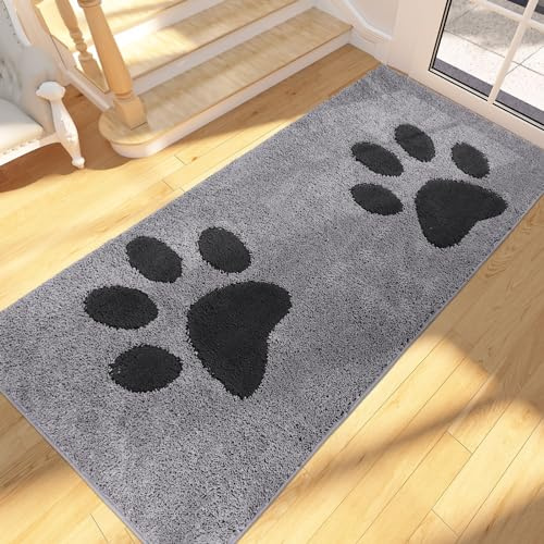 FCSDETAIL Schmutzfangmatte waschbar 80 x 178 cm, Fußmatte Innen, absorbierend Fussmatte, rutschfeste Sauberlaufmatte, wasserdicht Teppich für Hund, Eingang, nasse Pfoten | rutschfeste waschbar Sauberlaufmatte, Teppich für Hund, Eingang, nasse Pfoten