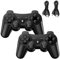 Diswoe Controller for PS-3, Pack of 2 Wireless Controller for PS-3 with Dual Shock, Gyro Axis, Bluetooth Controller, Rechargable Remote PS-3 Gamepad Joystick with 2 Charging Cables