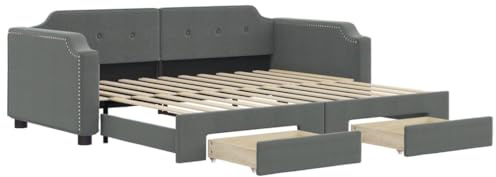 vidaXL Tagesbett Ausziehbar mit Schubladen Dunkelgrau 90x200 cm Stoff