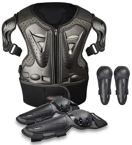 Giubbotto antiproiettile per moto per 5-13 anni Giubbotto antiproiettile per motocross per bambini Motocross per bambini Equipaggiamento protettivo per il torace con gomitiere Protezioni Black
