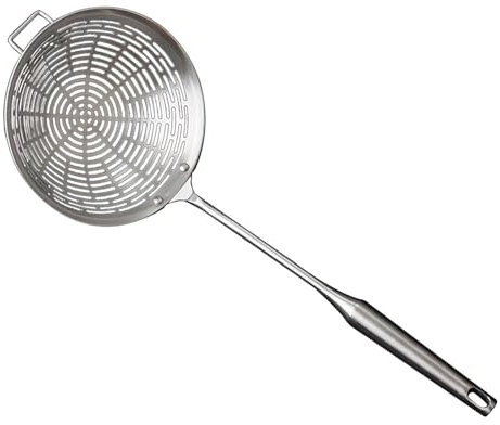 Gralara Mestolo per schiumarola con colino in Acciaio Inossidabile per Cucinare e friggere, Cucchiaio per colino per Pasta per Utensili da Cucina, Diametro 18 cm