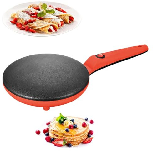 ERICAT Crepera Instantánea, Sartén Eléctrica para Crepes con Mango Antideslizante, Calentamiento De Doble Cara Y Superficie Antiadherente, Rápida Disipación De Calor, para Hacer Tortillas, Blintzes
