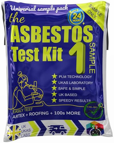 Asbestos Test Kit (1 Sample Only), FAST NEXT DAY Results Asbestos Testing Kit for UK DIY Home with UKAS Lab Fee, Easy Instructions, Return Postage, Artex Ceilings, Tiling + 100s More No PPE