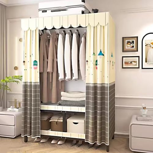 DETMOL Kleiderschrank,Schutzhülle Stoffschrank,Schwerlast Faltbare Garderobe Mit Kleiderstangen,Kleiderständer,Aufbewahrung,Taschen,Schuhe,Schlafzimmer,Ankleidezimmer(80x45x170 cm)