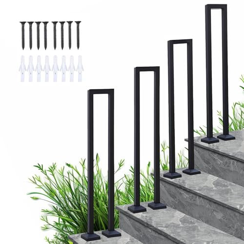 Barandilla de Escalera Interior en Forma de U, Pasamanos Exterior de Metal, Antideslizante de Seguridad, para Soporte (Negro, 40cm)