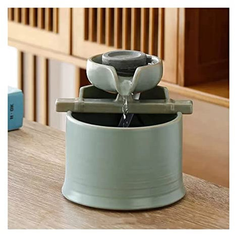 Desktop Fountain, Keramisk fontän for inomhusbordsskiva inuti miniskrivbord Vattenfunktion for kontor, sovrum, matsal, badrum och kök med elektrisk dränkbar pump, 6,4 tum,Decoration