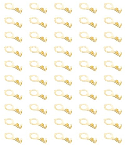 PATIKIL 100 Pcs Copper Ring Terminals, M5 Wire Cable Connecting Copper Open Barrel Wire Ring Cable Lugs Non-Insulated Kit for Lighting Grounding