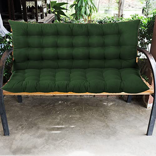 Dunkelgrüne Outdoor-Schaukelbankkissen mit Rückenlehne, Terrasse, Hinterhof, Veranda, Sitzpolster, 2- oder 3-Sitzer, Korbstuhlkissen, Gartenmöbel, Loveseat, Bankauflagen, 120 x 100 x 8 cm