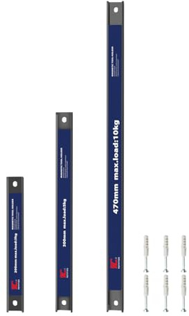 ROTATION Magnetic Tool Holder Set, 18.5”/11.8”/7.8”, 3-Piece Multi-Size Workshop Garage Kitchen Organizer, Heavy Duty Magnet Strips with Mounting Hardware