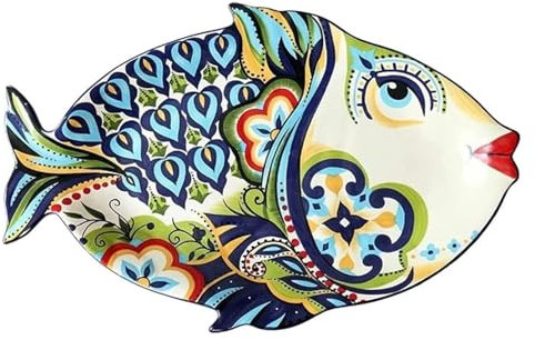 OUZVI Cutlery Qingci European and American Fish-Shaped Plate Large Fruit Plate Home Dish European-Style Tableware Set Plate for Living Room Fruit Tray