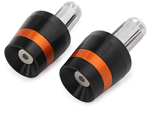 YFUK Motorrad CNC Hand Bar Ends Lenkergriffe Gummi Griff Und Stecker Für Aluminium Orange