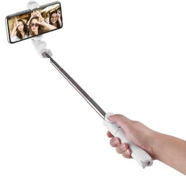 Qukaim Perche à selfie extensible à 5 sections, support de téléphone universel intégré, trépied de table avec télécommande BT, contrôle filaire de 10 m pour largeur de 6,5 à 8,8 cm