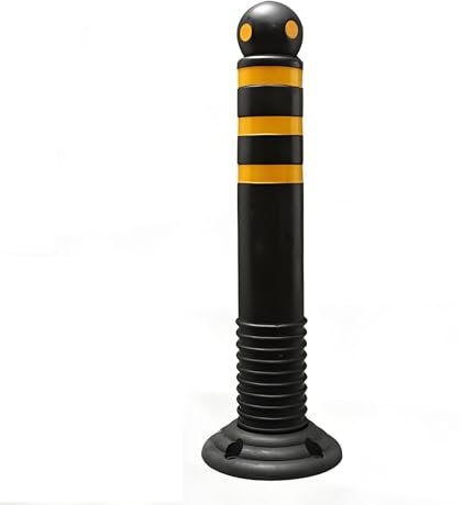 Rubber Industrial Safety Bollards, Removable Street Stanchion, Safety Barrier Bollard for Driveways， Plastics Parking Bollards for Driveway, Rubber Reflective Channelizer Safety Bollard(Yellow)