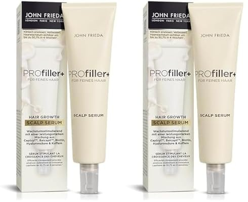 John Frieda PROfiller+ Serum – Haarwachstum bei erblich bedingtem Haarausfall - Inhalt: 50 ml - Für feines Haar - Ohne Alkohol - Farbsicher - Nicht fettend (Packung mit 2)