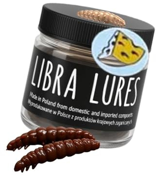Libra Lures Larva 35 mm – Forellenköder mit Käse-Aroma | Ultraweicher Softbait, schwimmfähig | 12 Stück | für UL, Tremarella & Sbirolino | Bienenmade-Imitation | Farbe: 038 (Brown)