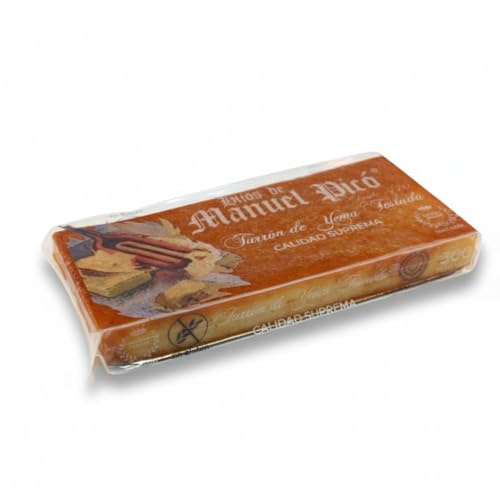 Hijos de Manuel Picó - Nougat à la Jaune d’Œuf Grillé Artisanal – Qualité Suprême – Sans Colorants – Amande Marcona et Jaune d’Œuf Flambé – Élaboré à Jijona – Nougat Traditionnel Gourmand (500 g)