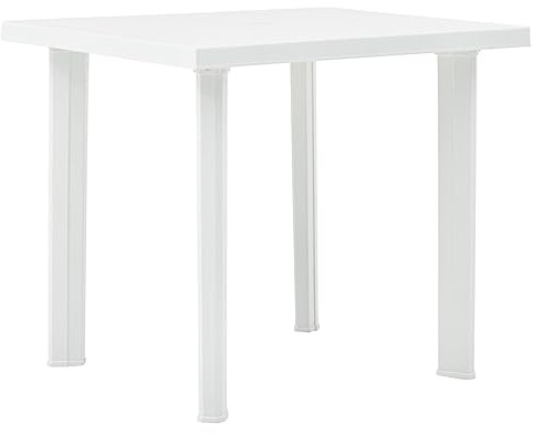 HaoChrymec Gartentisch aus Kunststoff mit Schirmloch, Witterungsbeständig, Beistelltisch für Outdoor, Balkon Tisch, Loungetisch Garten, Weiß, 80x75x72 cm