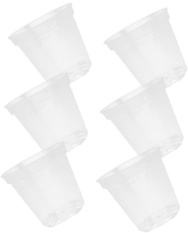 GALPADA 6 Piezas Macetas de Plástico Transparentes para Orquídeas con Orificios de Drenaje Tiestos para Plantas Maceteros Claros con Ventilación para Raíces Saludables para Interior y