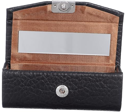 FIXOSHEE Étui à Rouge à Lèvres en Cuir Léger Miroir Support Décoratif pour Tubes Standard Organisateur De Maquillage Pratique pour Shopping Et Sorties Noir Motif Litchi