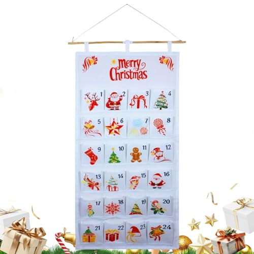 2025 - Borsa natalizia per calendario 'Avvento 2025, riempibile, decorazione da parete, in tessuto, per caramelle, cioccolato, feste, casa, camera da , cameretta dei bambini