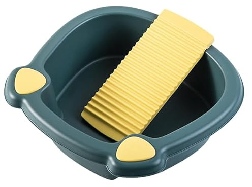 ULTECHNOVO Washboard Basin for Hand Washing Clothes Laundry Basin with Washboard Set Portable Hand Wash for Small Delicate Clothes 11.41 X 10.23 X 3.93 in for Home and Dorm Use