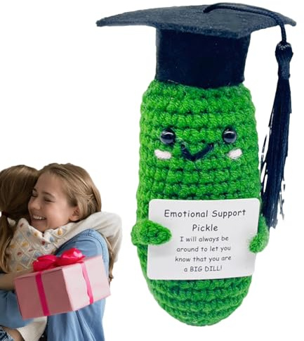 Pickle Crochet Doll,Pickle | Känslomässigt stöd Gurka Virkad Docka med t Kort - Emotionellt stöd Cucumber Crochet Doll för kvinnor, pojkar, flickor