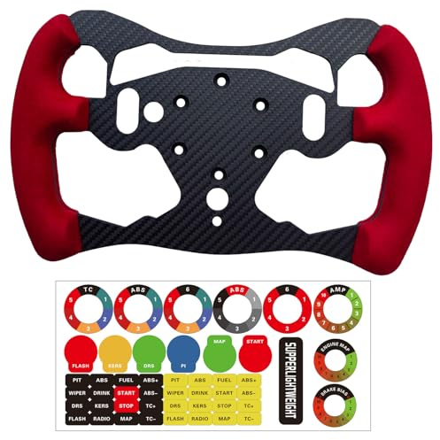 12 Inch Motorsport Style For Logitech G RS50 System or Pro SIM Racing Wheel;Supper lightweight Real Carbon Fiber Suede Compatible with Logitech RS Steering Wheel On Xbox Series X/S PS4/PS5 PC Wheel Hub (12 Inch Motorsport Style-Red)