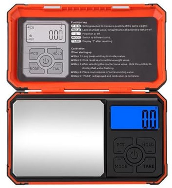 Bilancia elettronica digitale Bilancia portatile di precisione tascabile, strumento di pesatura LCD for cucina/gioielli con peso di calibrazione di 10 g(Battery Version)