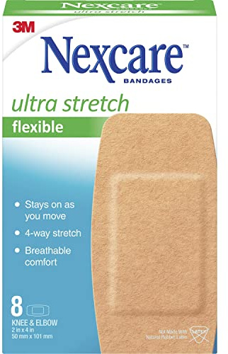 3M 57108 Fabric Bandages,Knee/Elbow,Latex-Free,2-Inch x4-Inch Strips,8/PK