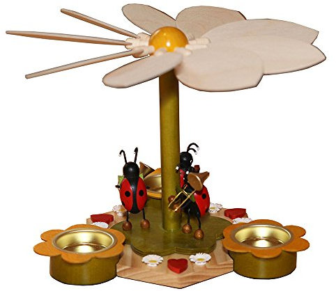 Rudolphs Schatzkiste Teelichtpyramide Käfermusikanten bunt BxHxT 23x18,5x23cm NEU Pyramide Holzpyramide Seiffen Erzgebirge Weihnachten Wärmespiel Teelicht Lichter Figur Holz Flügel Kerzen