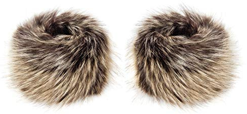 Futrzane Classic Manschetten - Fell Stulpen Damen - Pelz Pulswärmer Handstulpen (Braun Classic)