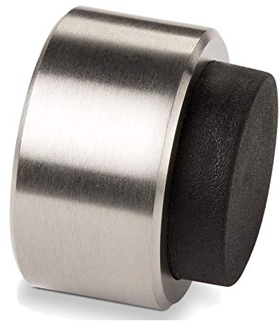 Stoppla Türstopper Arkon - ø32mm H: 20mm für die Wand | Designer Wandtürstopper aus Edelstahl mit Gummi Türpuffer